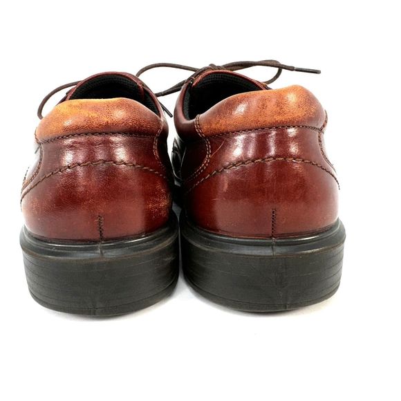 Ecco Mens 8-8.5 42 Dress Shoes Helsinki  Bike Toe Brown Leather Lace Up Casual